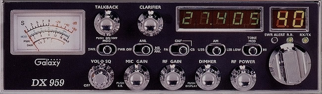 Front panel of a Galaxy DX 959 cb radio